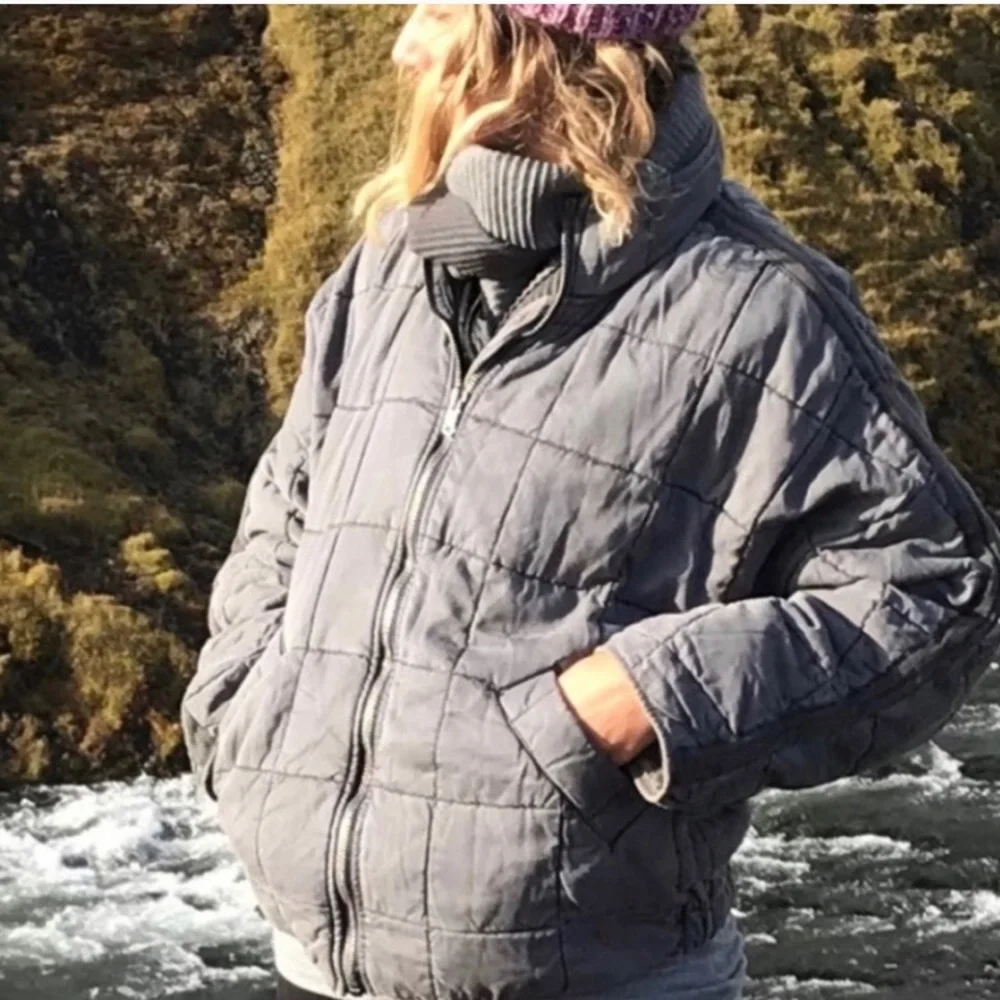 Free People Quilted Gray Bomber Jacket - Picture 4 of 5